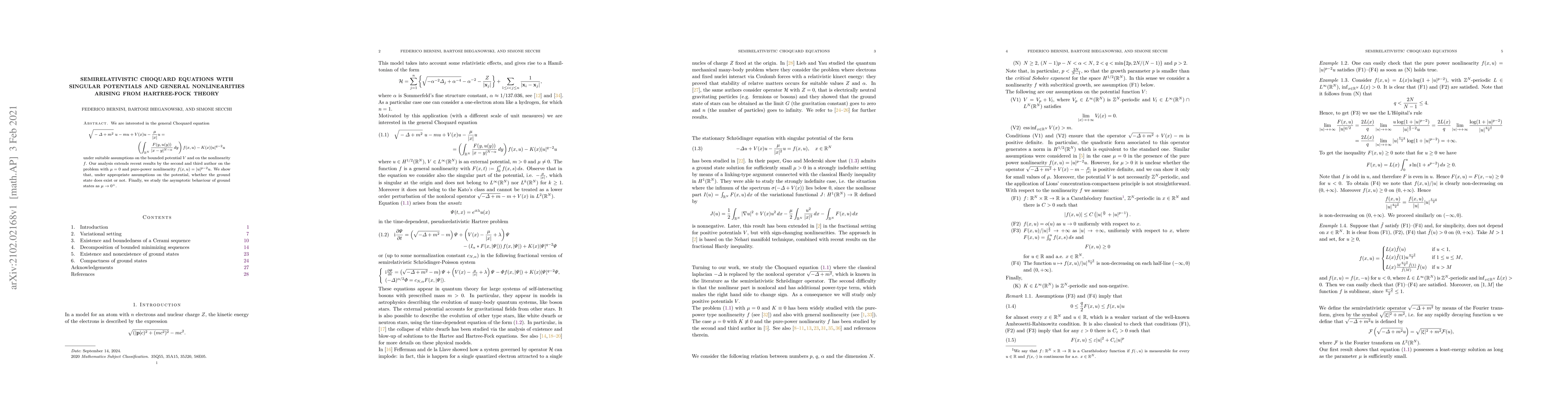 Thumbnail for Semirelativistic Choquard equations with singular potentials and general
  nonlinearities arising from Hartree-Fock theory