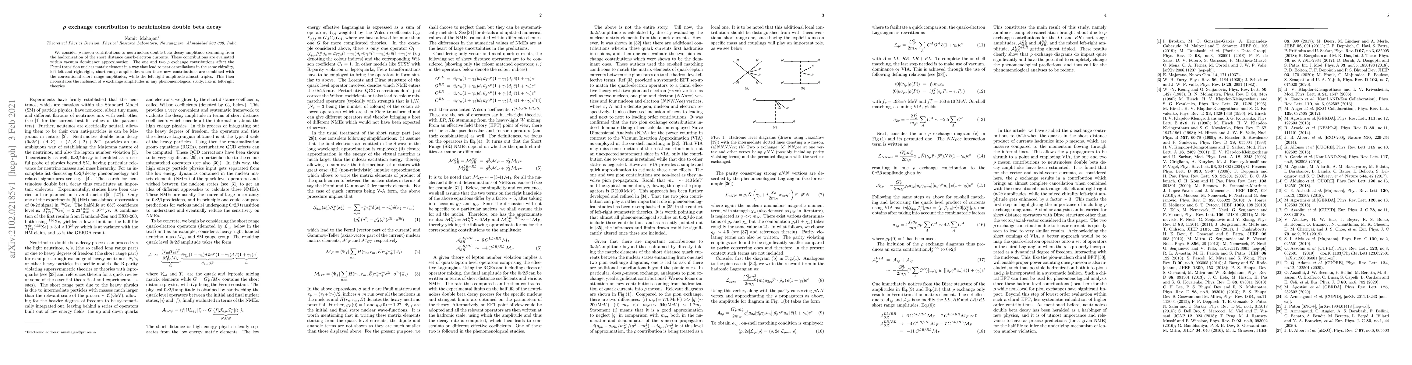 Thumbnail for $\rho$ exchange contribution to neutrinoless double beta decay