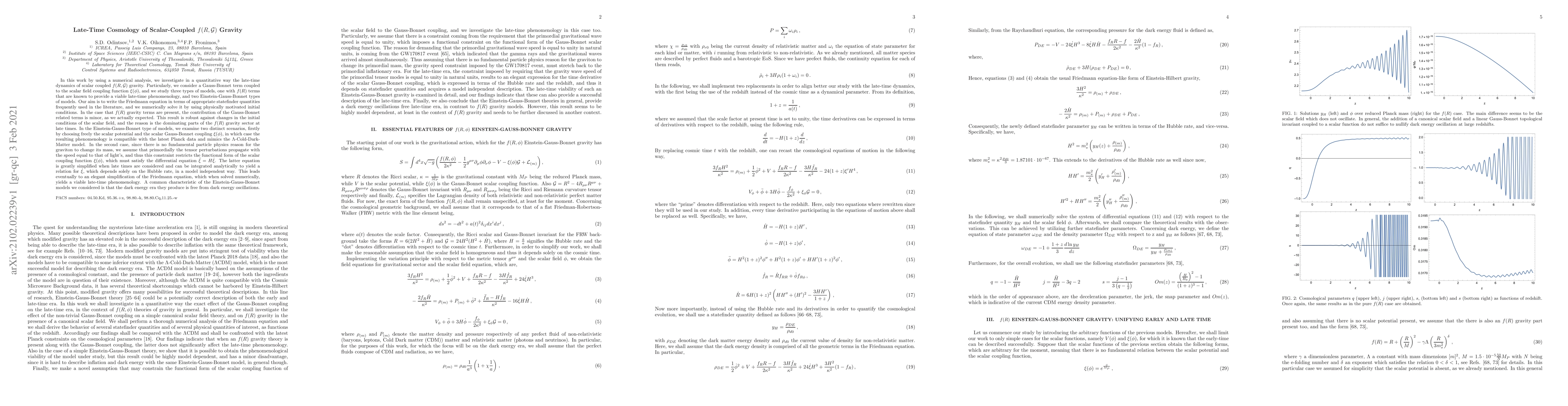 Thumbnail for Late-Time Cosmology of Scalar-Coupled $f(R, \mathcal{G})$ Gravity