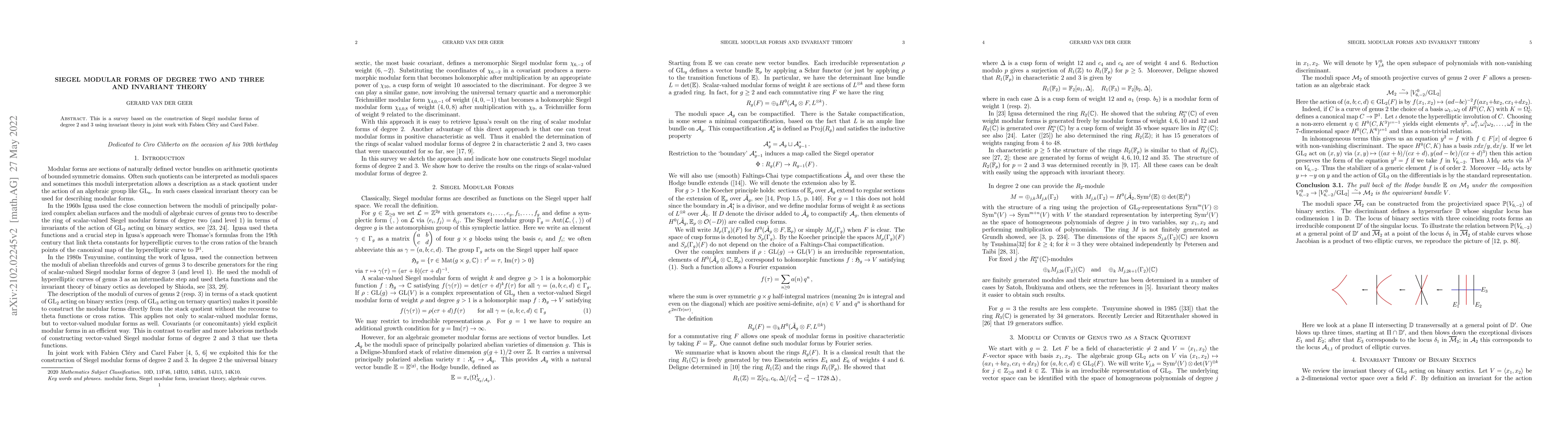 Thumbnail for Siegel modular forms of degree two and three and invariant theory