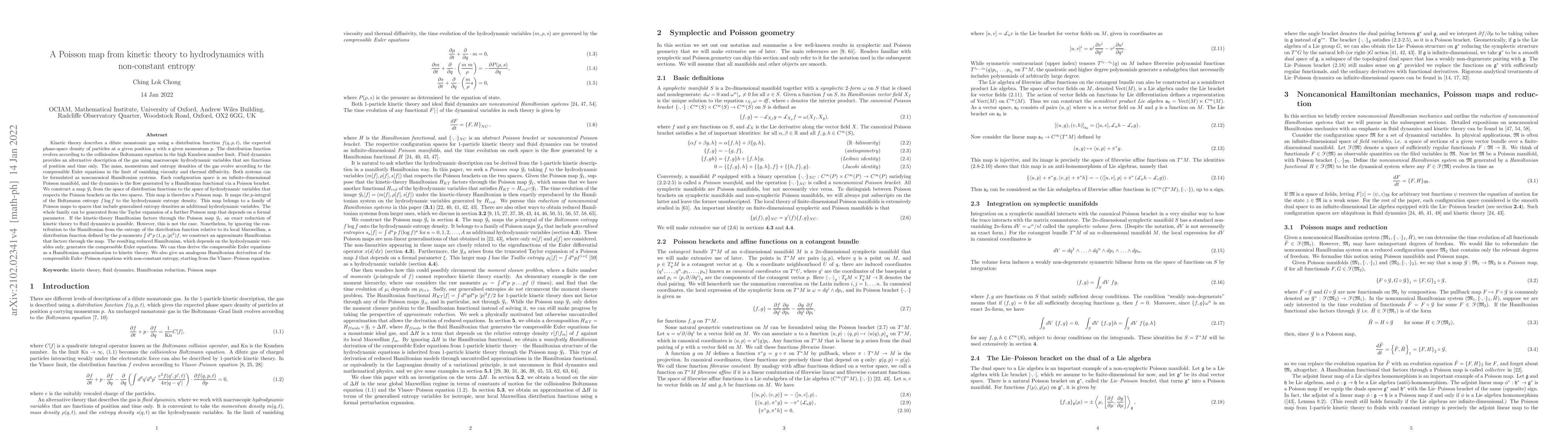Thumbnail for A Poisson map from kinetic theory to hydrodnamics with non-constant
  entropy
