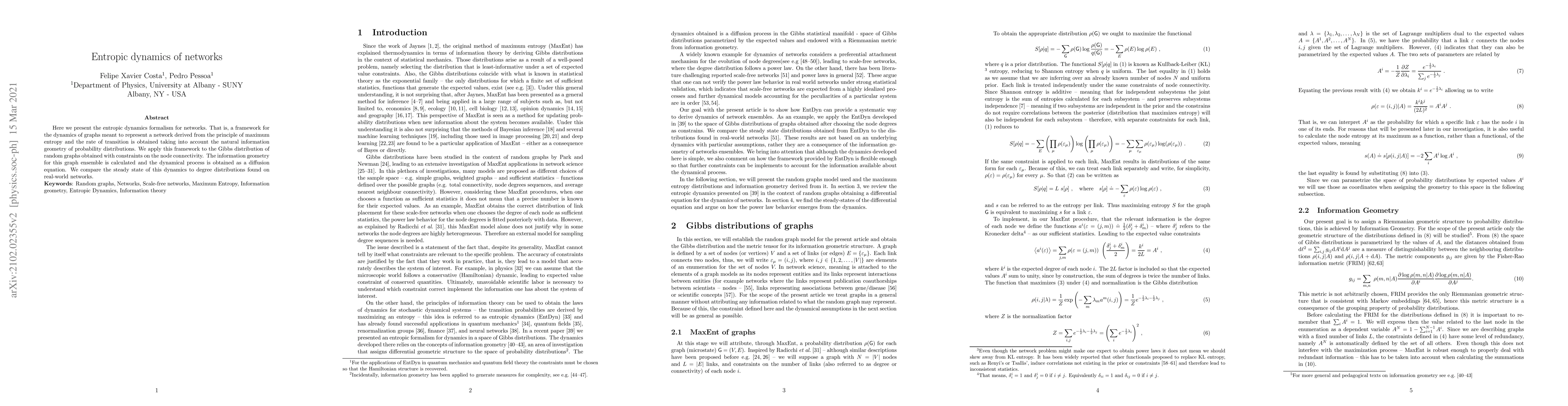 Thumbnail for Entropic Dynamics of Networks