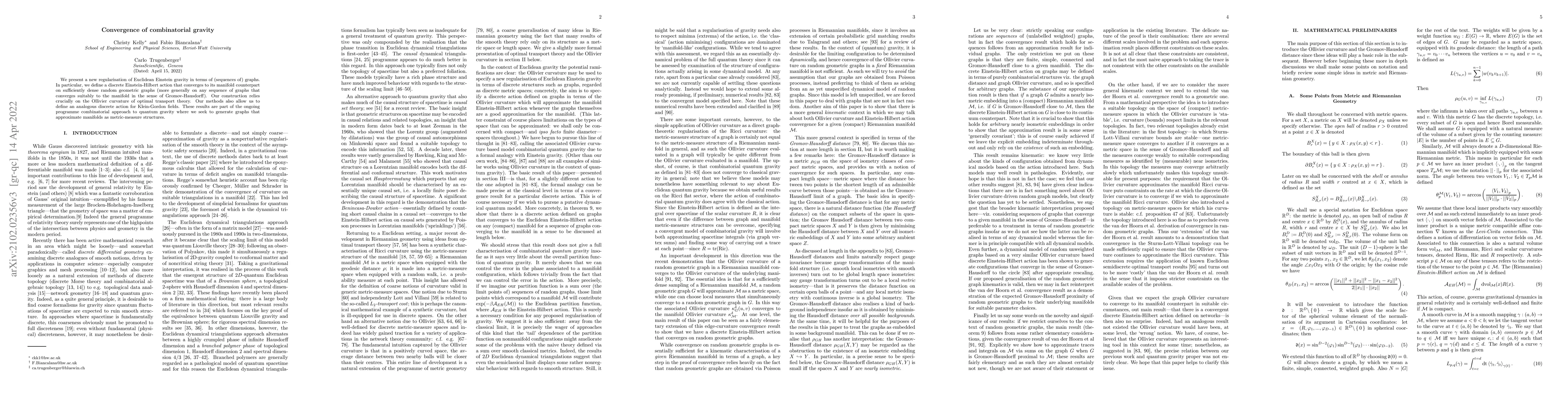 Thumbnail for Convergence of Combinatorial Gravity