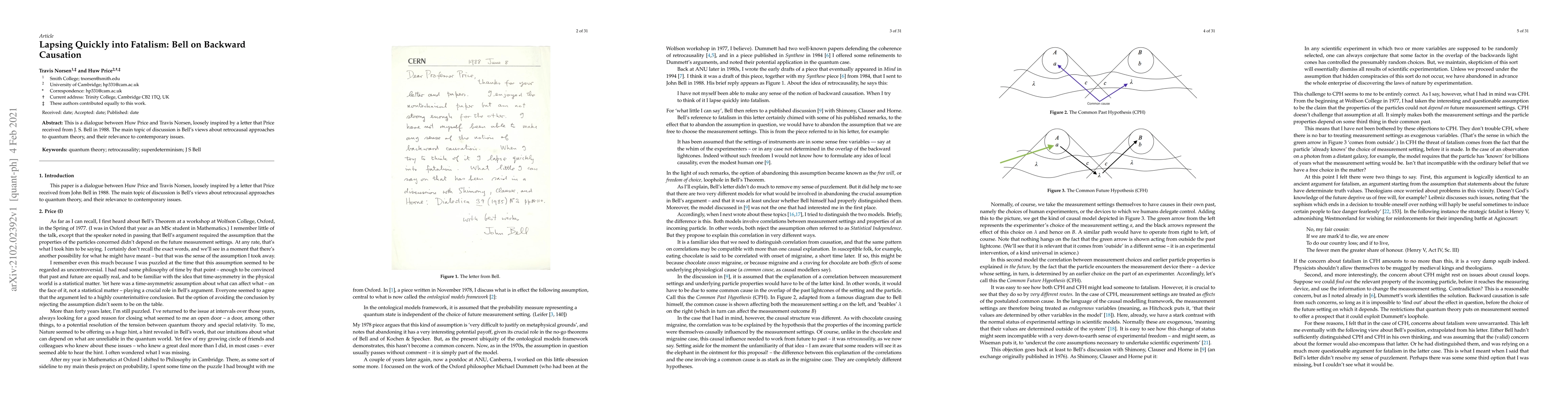 Thumbnail for Lapsing Quickly into Fatalism: Bell on Backward Causation