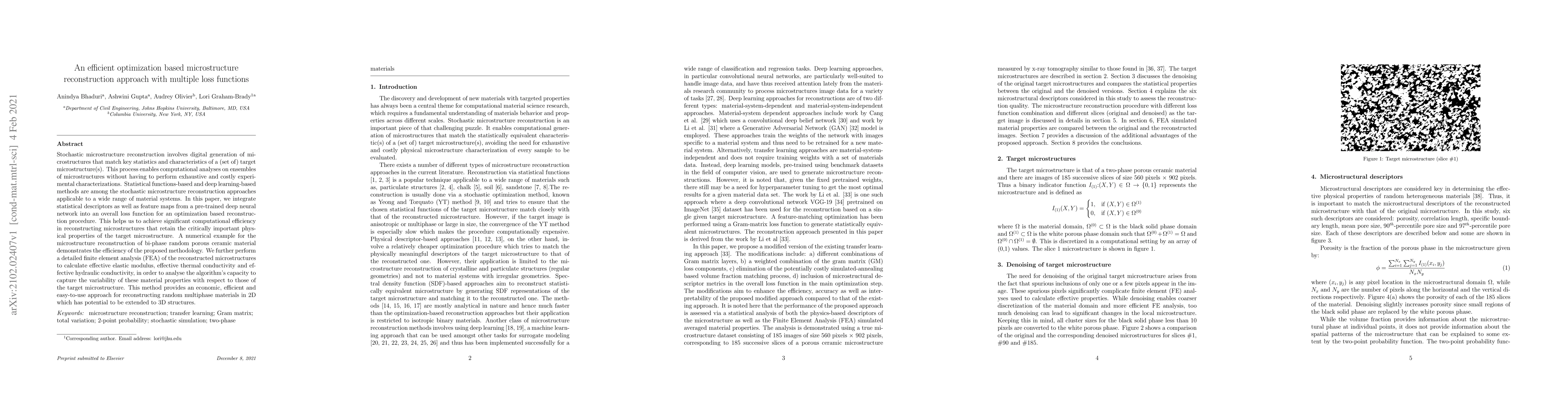 Thumbnail for An efficient optimization based microstructure reconstruction approach
  with multiple loss functions