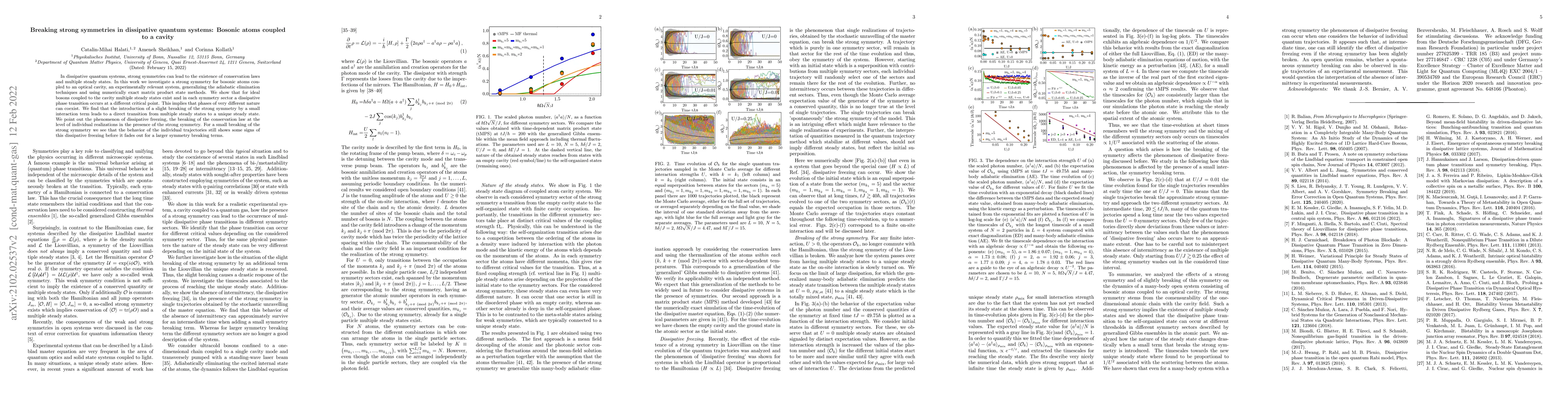 Thumbnail for Breaking strong symmetries in dissipative quantum systems: Bosonic atoms
  coupled to a cavity