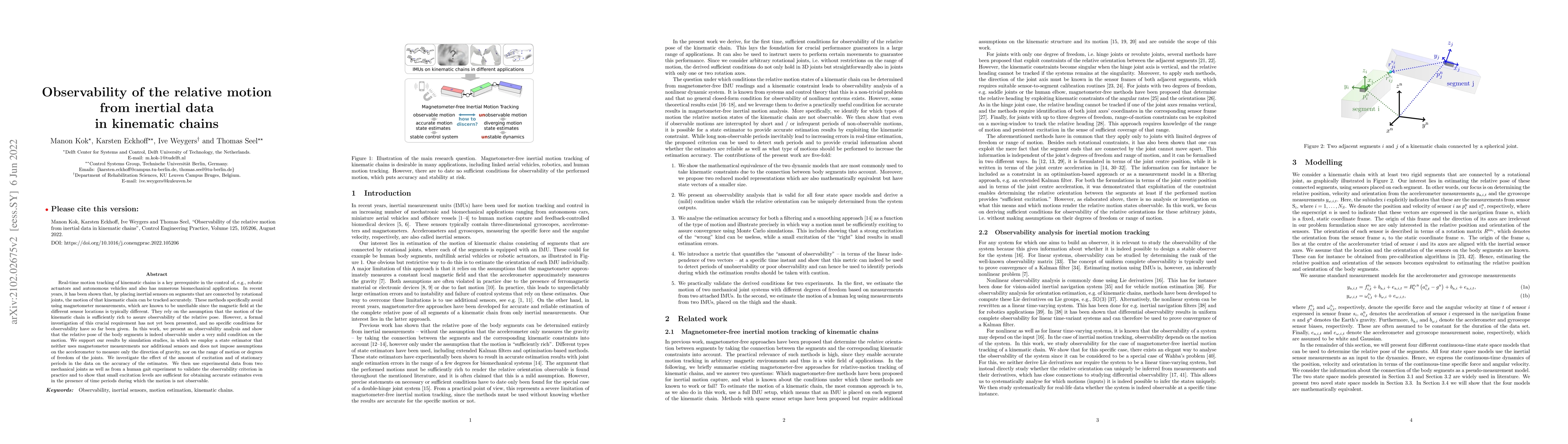 Thumbnail for Observability of the relative motion from inertial data in kinematic
  chains