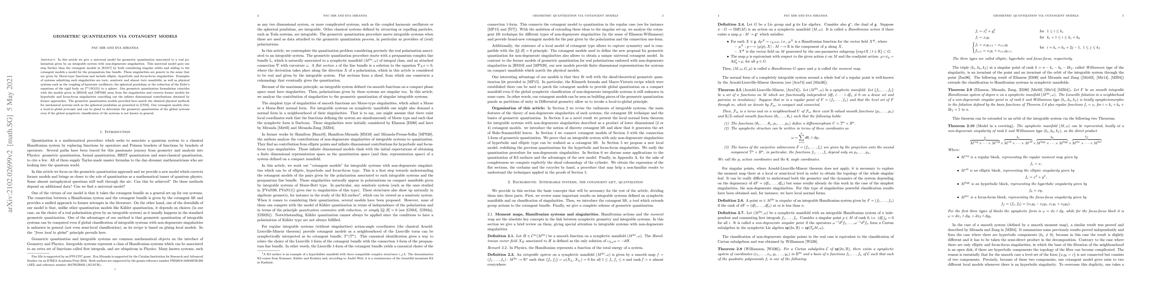 Thumbnail for Geometric quantization via cotangent models