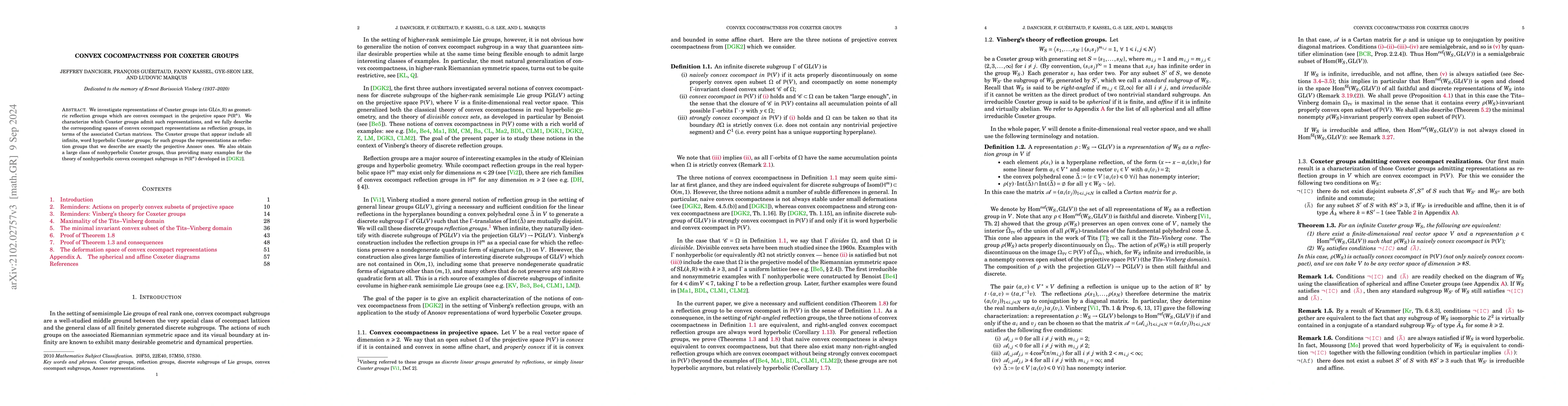 Thumbnail for Convex cocompactness for Coxeter groups