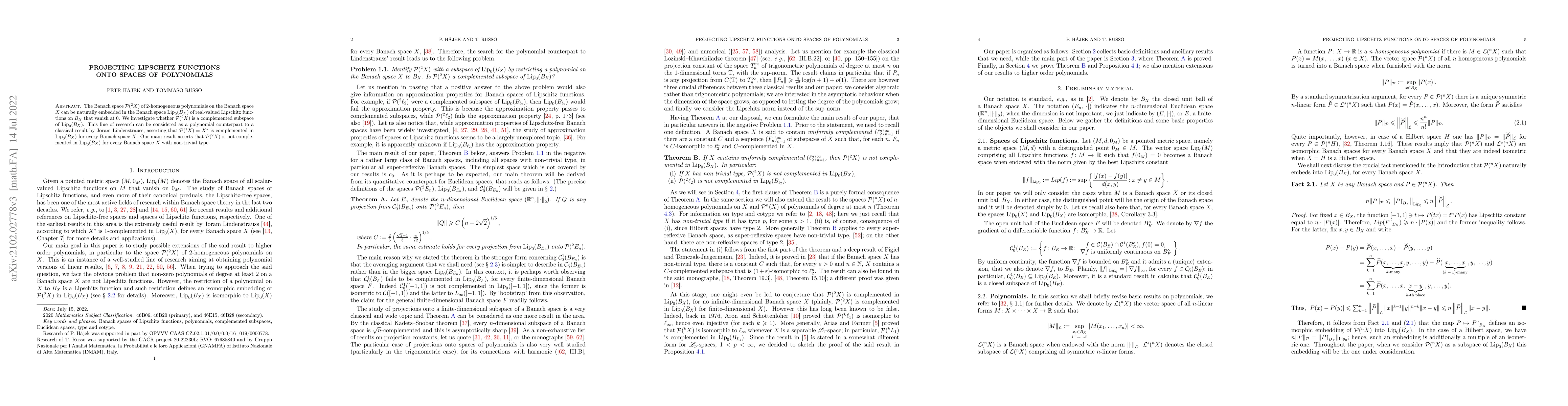 Thumbnail for Projecting Lipschitz functions onto spaces of polynomials