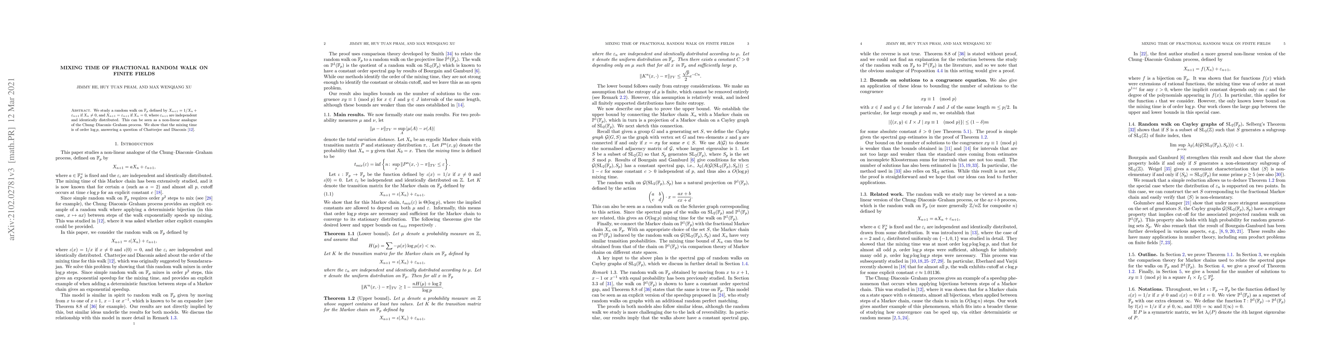 Thumbnail for Mixing time of fractional random walk on finite fields
