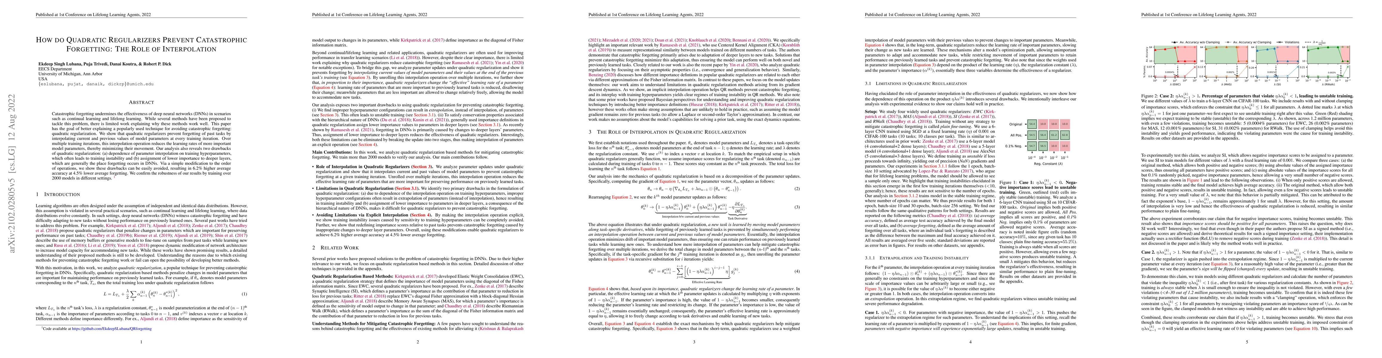 Thumbnail for How do Quadratic Regularizers Prevent Catastrophic Forgetting: The Role
  of Interpolation