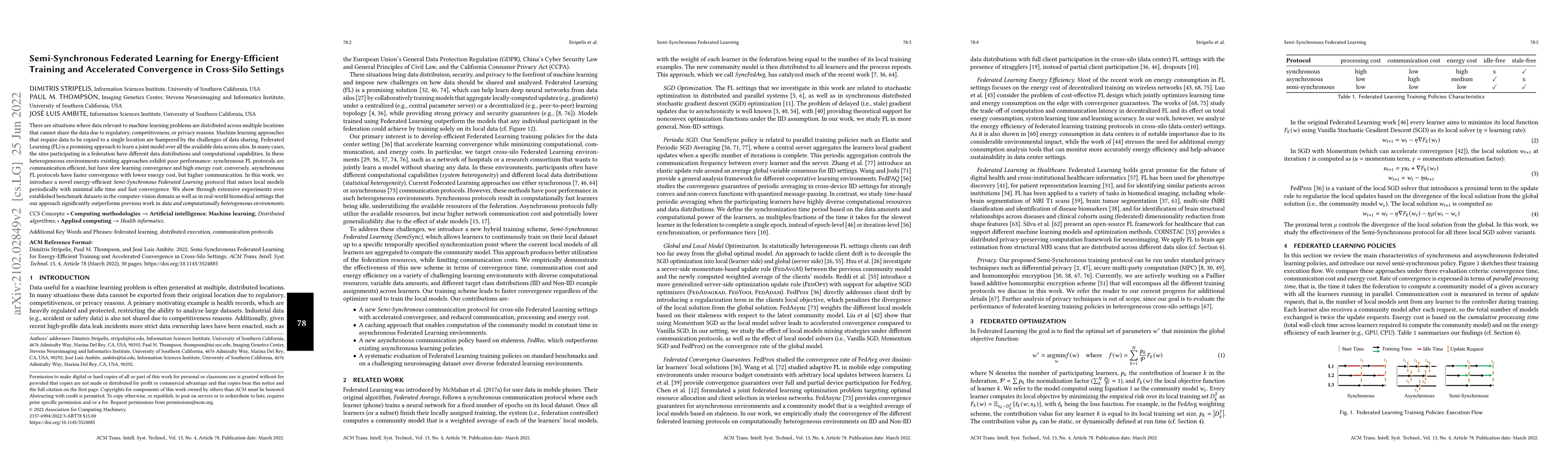 Thumbnail for Semi-Synchronous Federated Learning for Energy-Efficient Training and
  Accelerated Convergence in Cross-Silo Settings