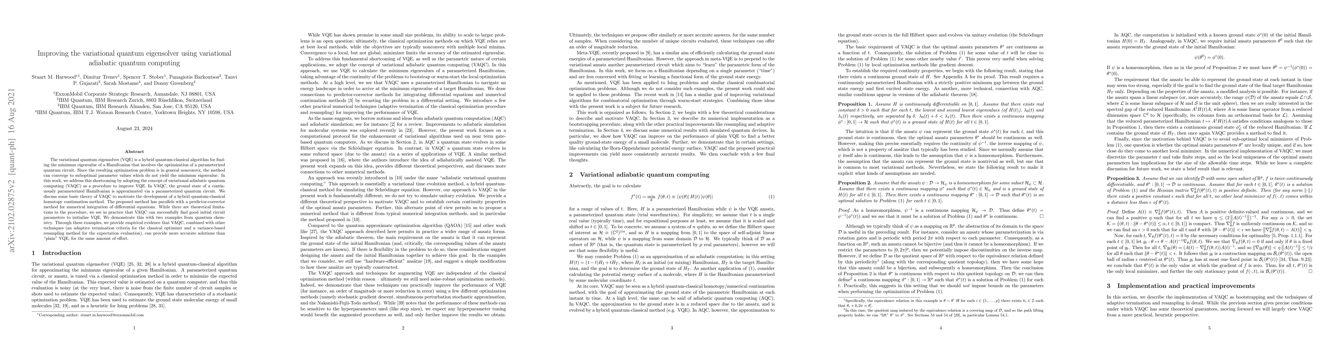 Thumbnail for Improving the variational quantum eigensolver using variational
  adiabatic quantum computing