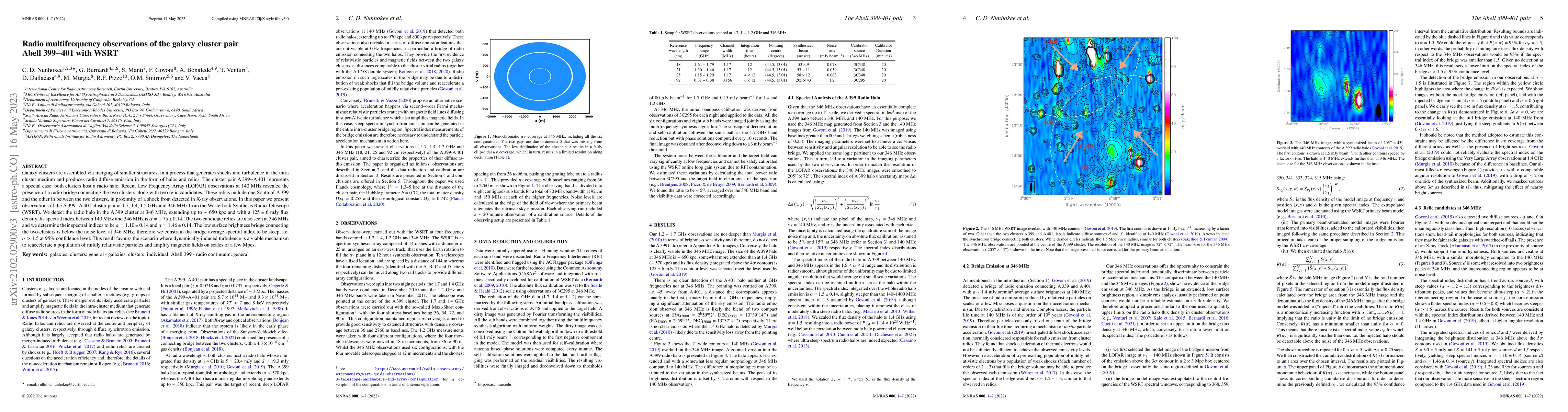 Thumbnail for Radio multifrequency observations of galaxy clusters. The Abell
  399$-$401 pair