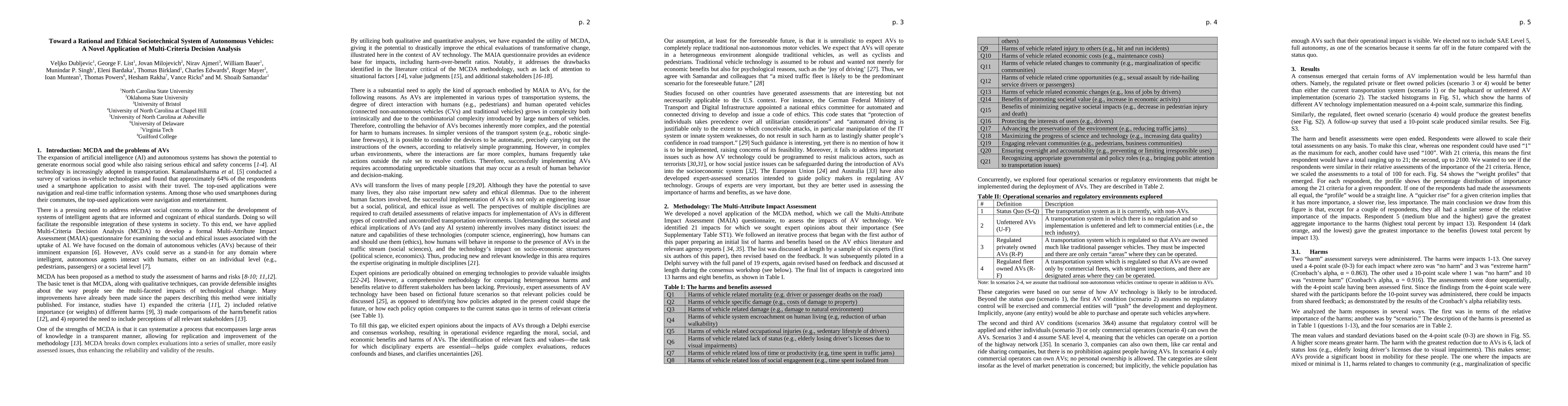 Thumbnail for Toward a Rational and Ethical Sociotechnical System of Autonomous
  Vehicles: A Novel Application of Multi-Criteria Decision Analysis