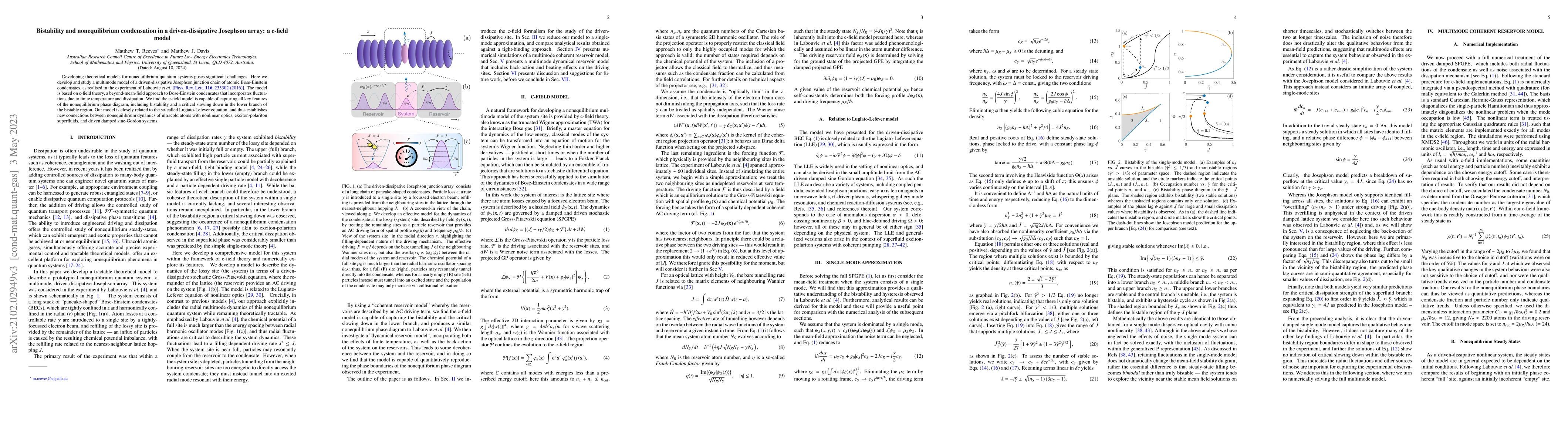 Thumbnail for Bistability and nonequilibrium condensation in a driven-dissipative
  Josephson array: a c-field model