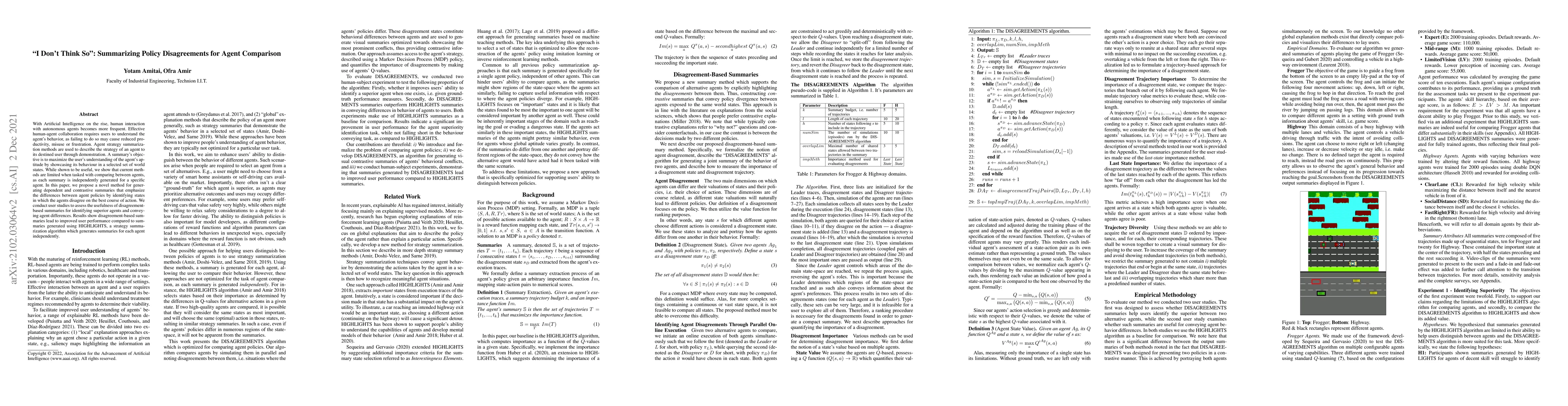 Thumbnail for "I Don't Think So": Summarizing Policy Disagreements for Agent
  Comparison