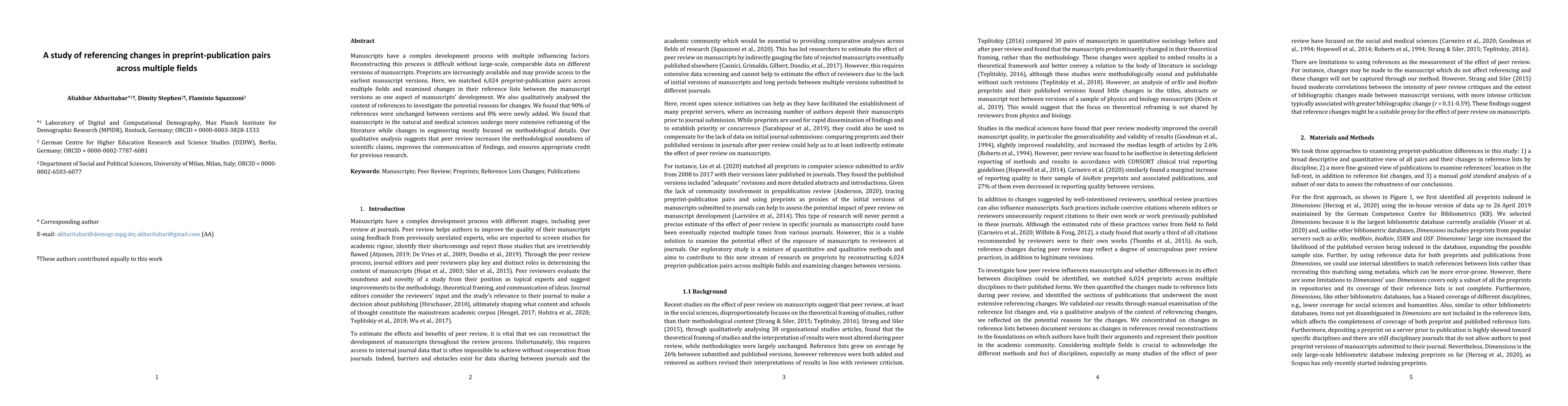 Thumbnail for A study of referencing changes in preprint-publication pairs across
  multiple fields