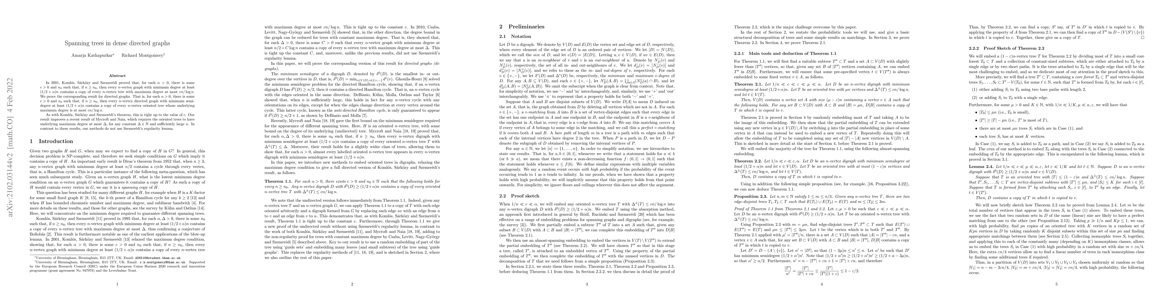 Thumbnail for Spanning trees in dense directed graphs
