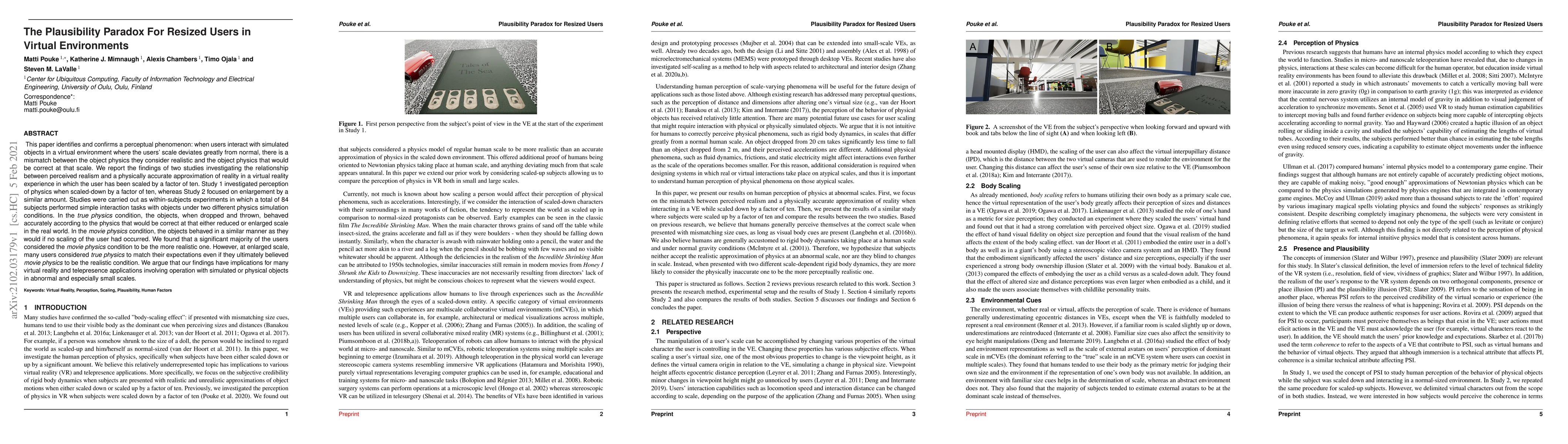 Thumbnail for The Plausibility Paradox for Resized Users in Virtual Environments