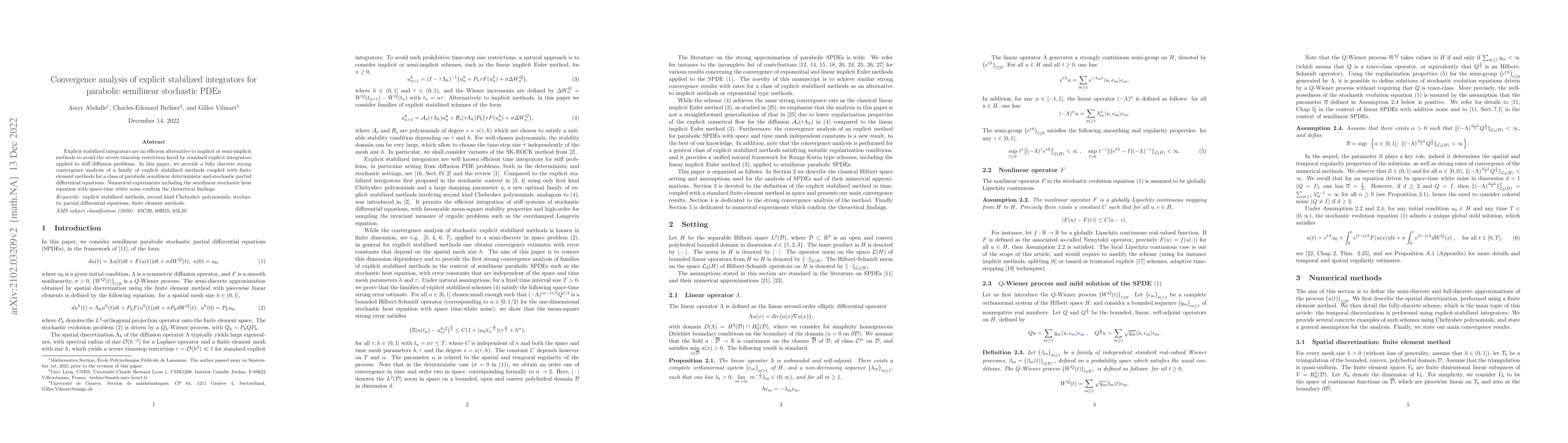 Thumbnail for Convergence analysis of explicit stabilized integrators for parabolic
  semilinear stochastic PDEs