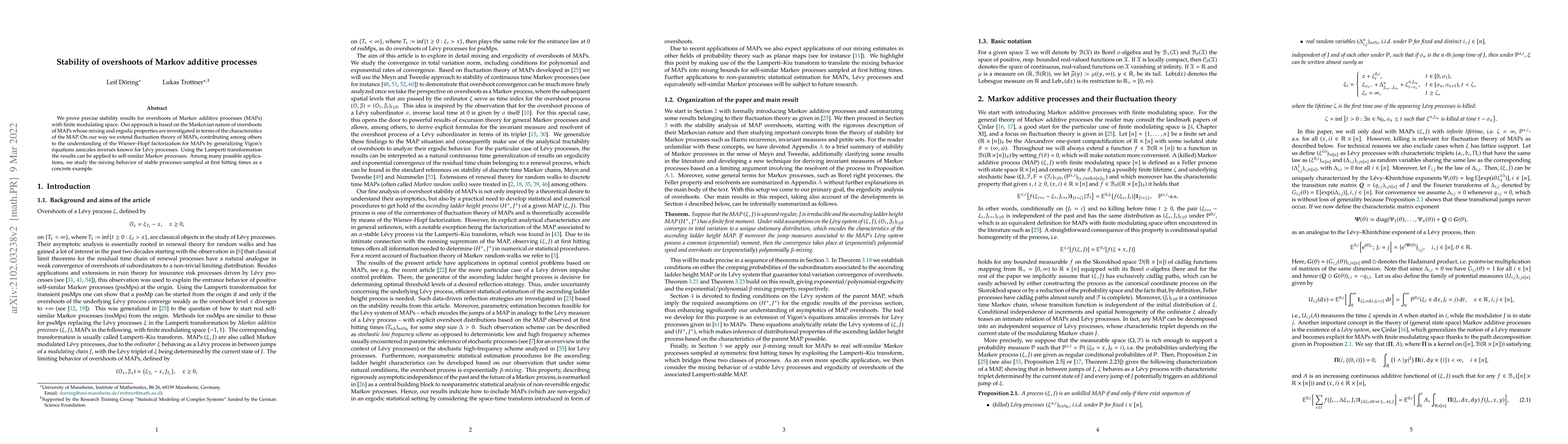 Thumbnail for Stability of overshoots of Markov additive processes