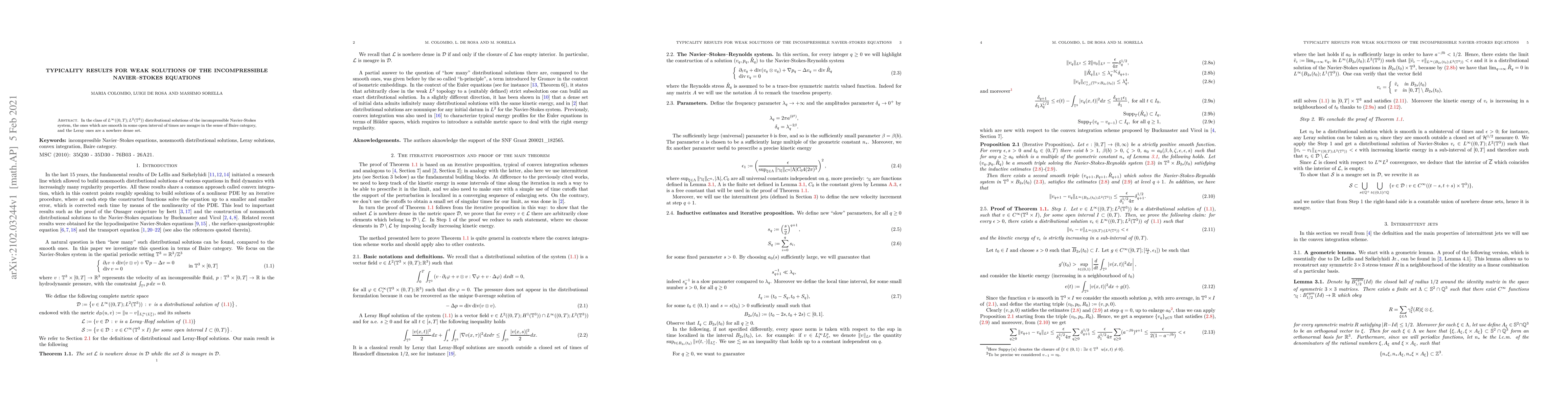 Thumbnail for Typicality results for weak solutions of the incompressible
  Navier--Stokes equations