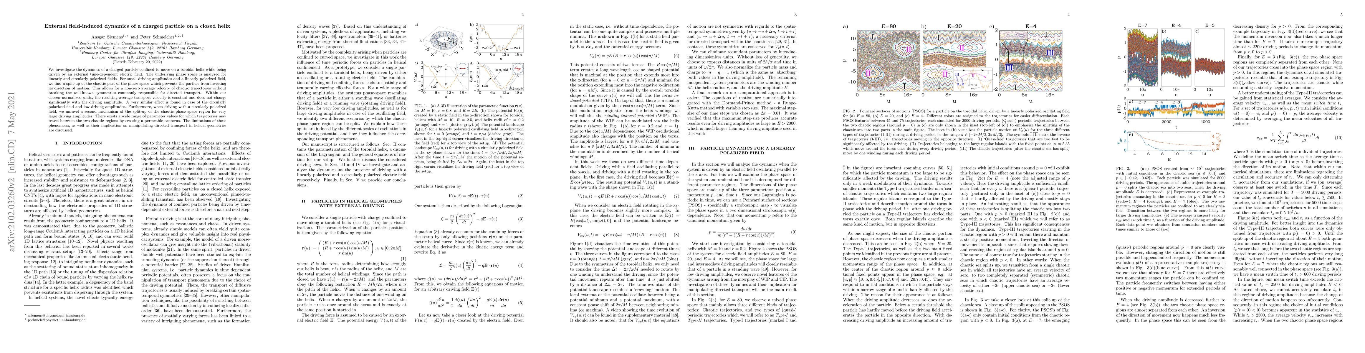 Thumbnail for External field-induced dynamics of a charged particle on a closed helix