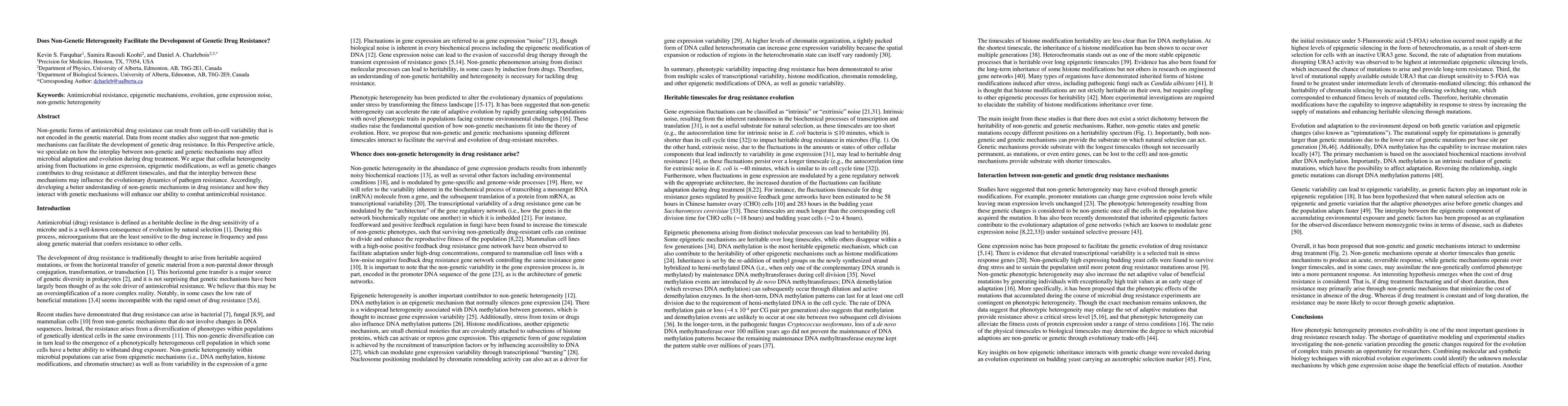 Thumbnail for Does Non-Genetic Heterogeneity Facilitate the Development of Genetic
  Drug Resistance?