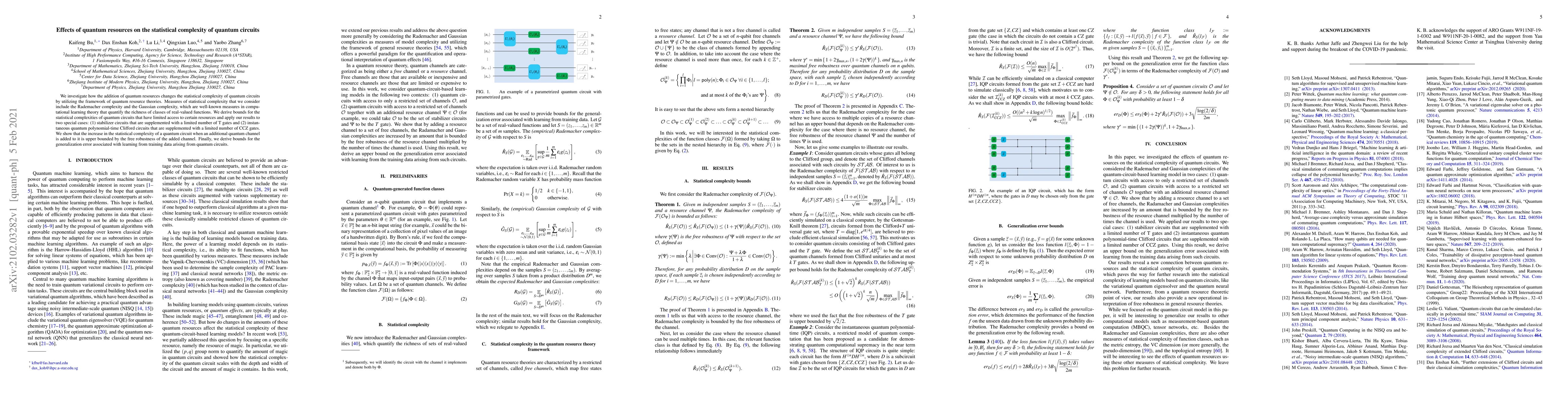 Thumbnail for Effects of quantum resources on the statistical complexity of quantum
  circuits