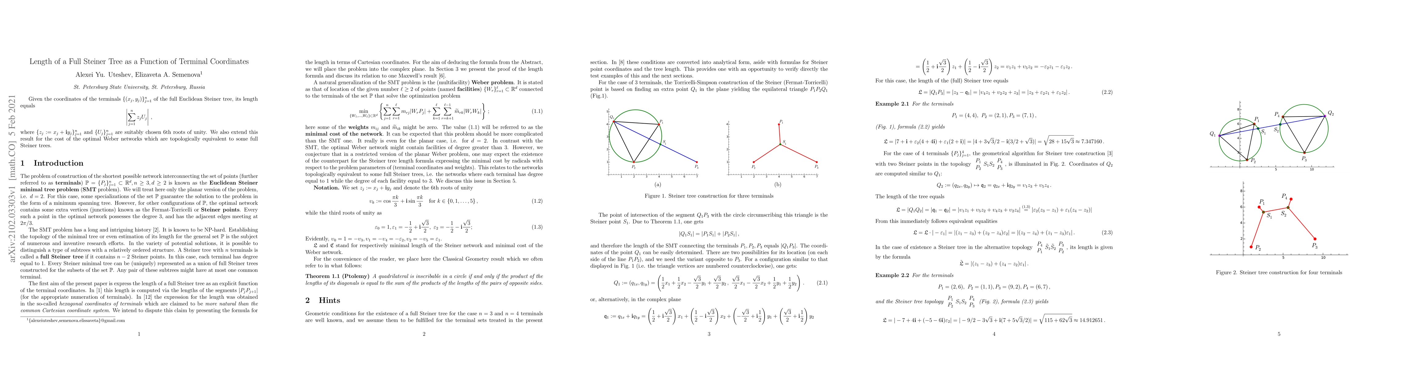 Thumbnail for Length of a Full Steiner Tree as a Function of Terminal Coordinates