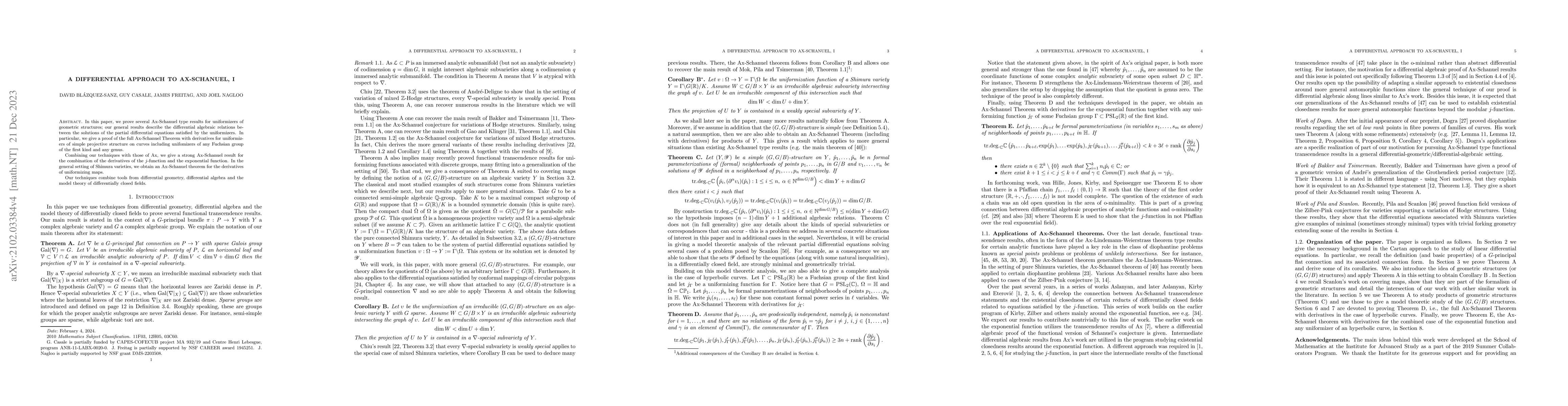 Thumbnail for A differential approach to Ax-Schanuel, I