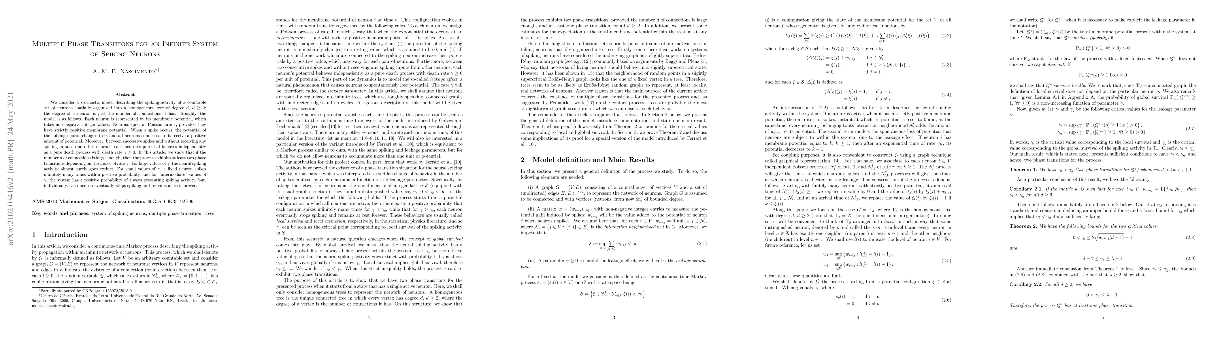 Thumbnail for Multiple Phase Transitions for an Infinite System of Spiking Neurons
