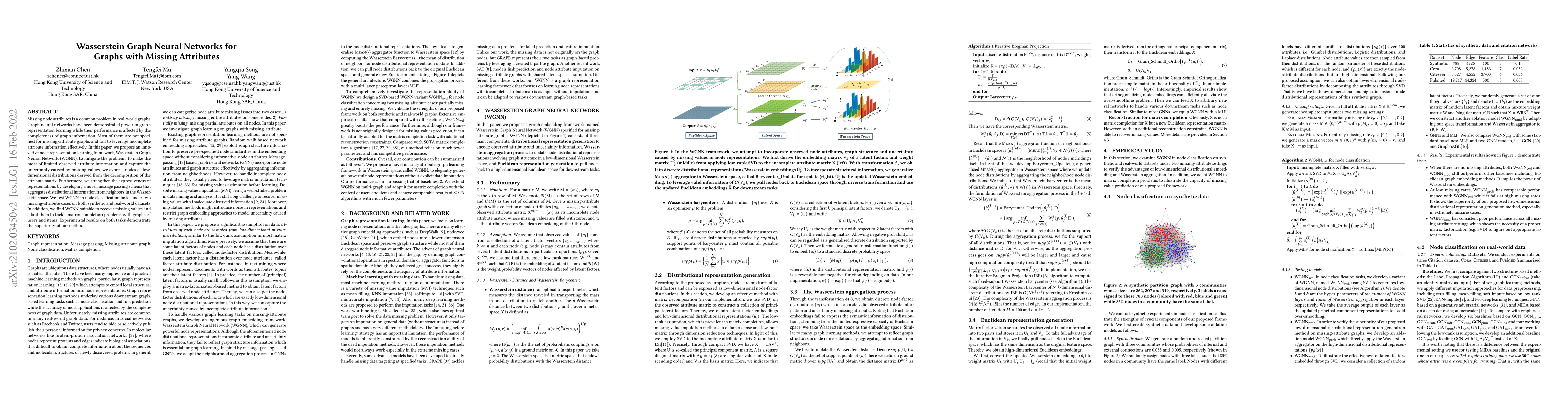 Thumbnail for Wasserstein Graph Neural Networks for Graphs with Missing Attributes