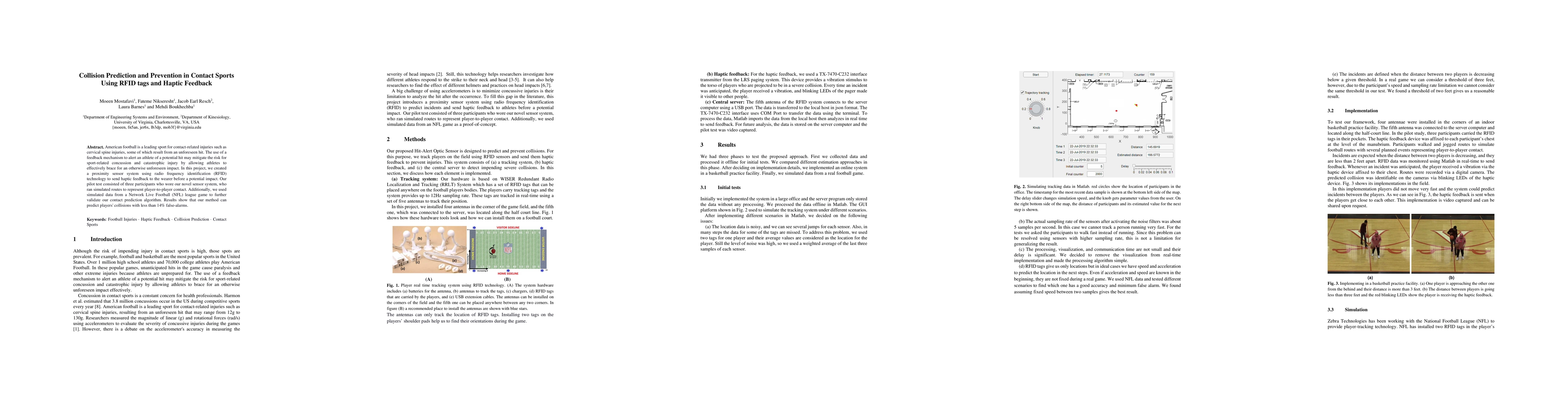 Thumbnail for Collision Prediction and Prevention in Contact Sports Using RFID tags
  and Haptic Feedback