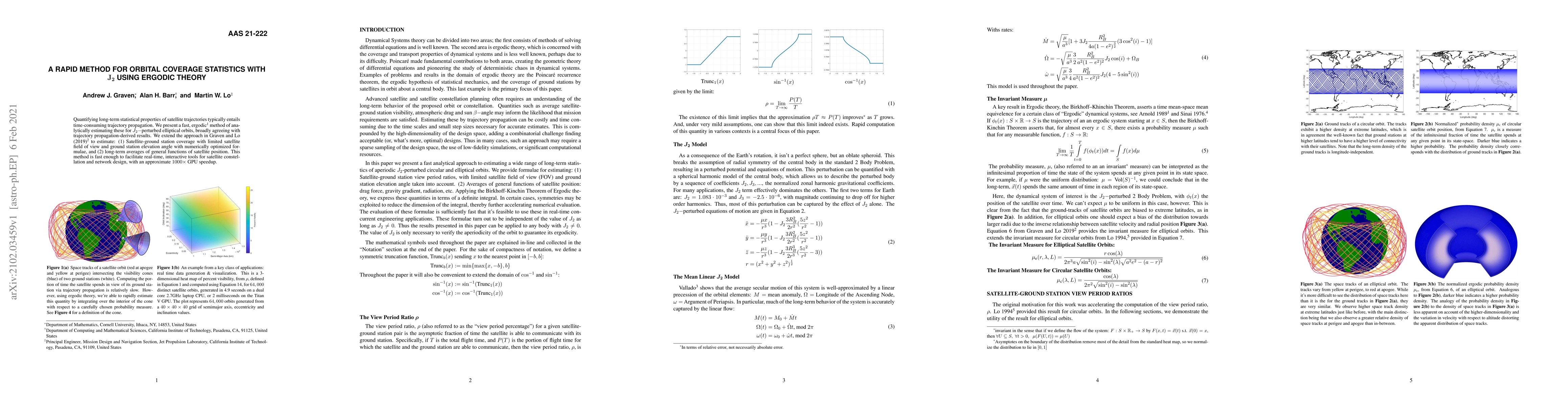 Thumbnail for A Rapid Method For Orbital Coverage Statistics With $\mathbf{J_2}$ Using
  Ergodic Theory
