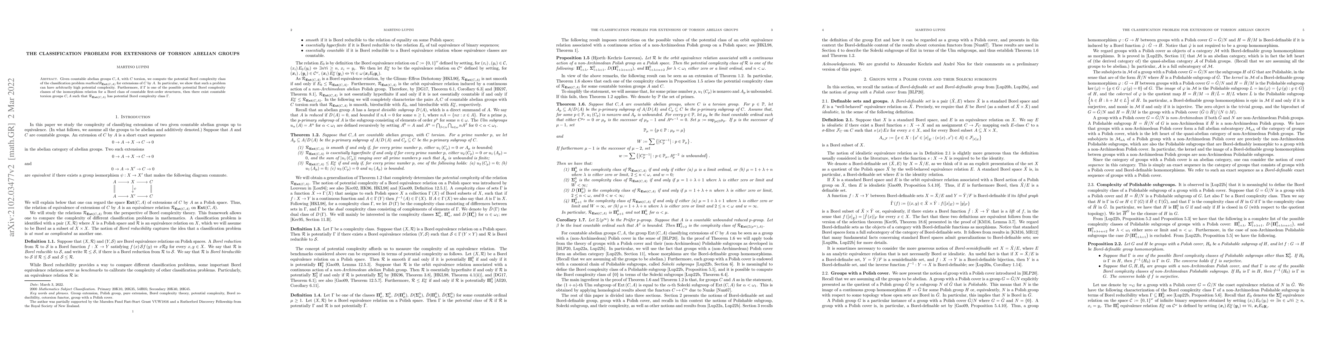 Thumbnail for The classification problem for extensions of torsion abelian groups