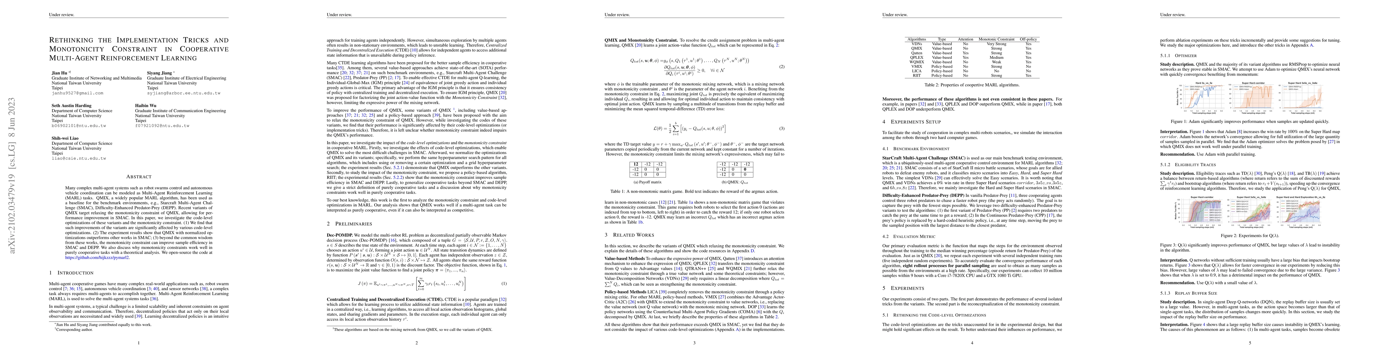 Thumbnail for Rethinking the Implementation Tricks and Monotonicity Constraint in
  Cooperative Multi-Agent Reinforcement Learning