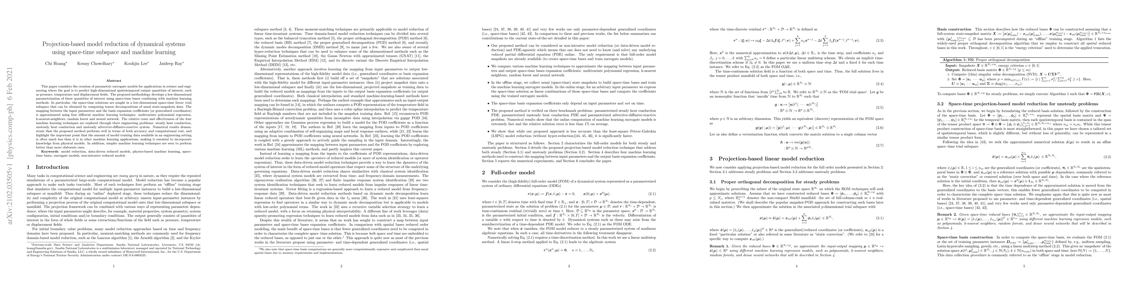 Thumbnail for Projection-based model reduction of dynamical systems using space-time
  subspace and machine learning