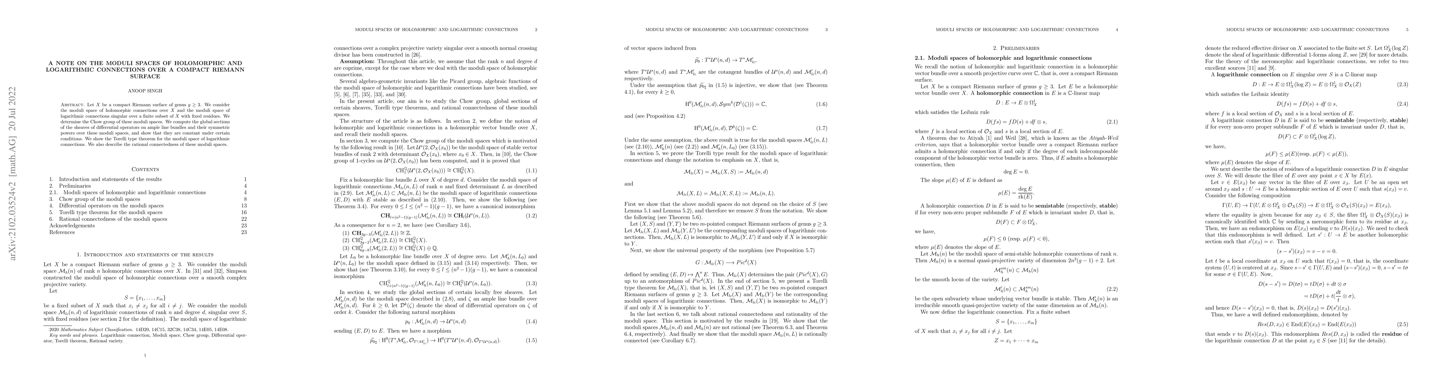 Thumbnail for A note on the moduli spaces of holomorphic and logarithmic connections
  over a compact Riemann surface