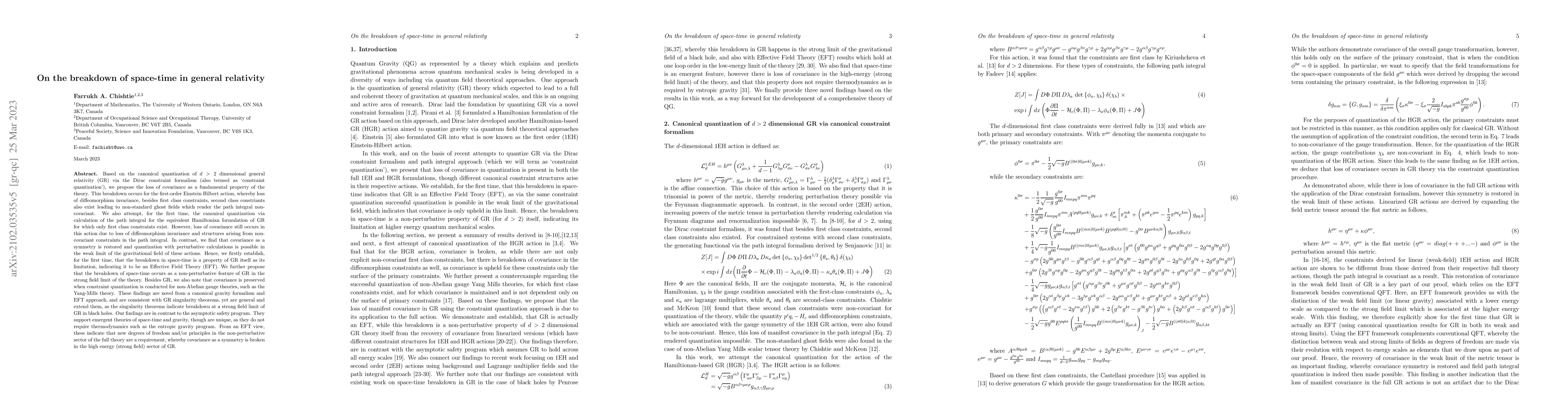 Thumbnail for On the breakdown of space-time in general relativity
