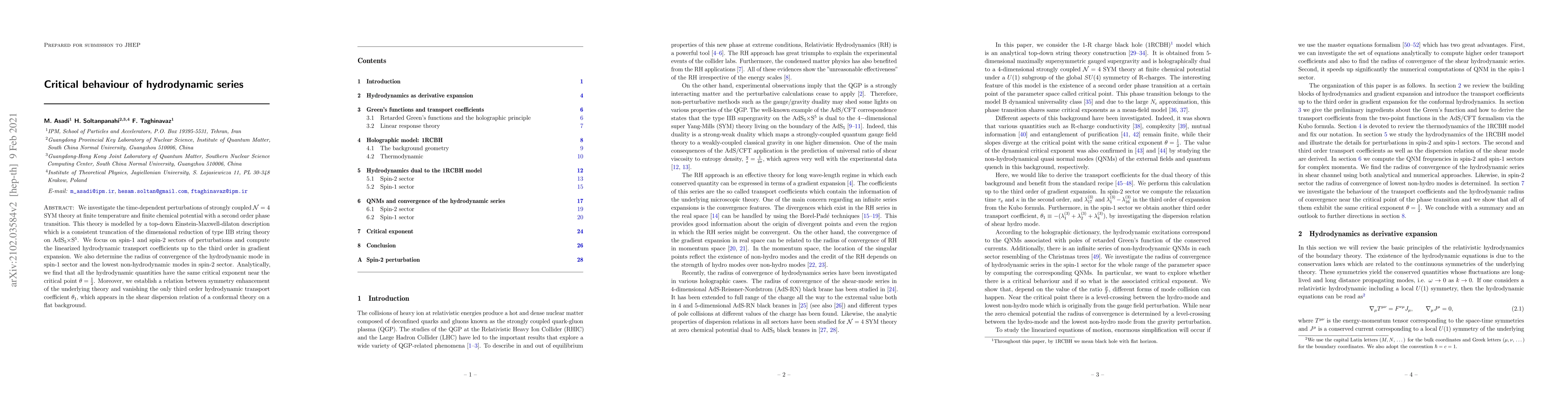 Thumbnail for Critical behaviour of hydrodynamic series