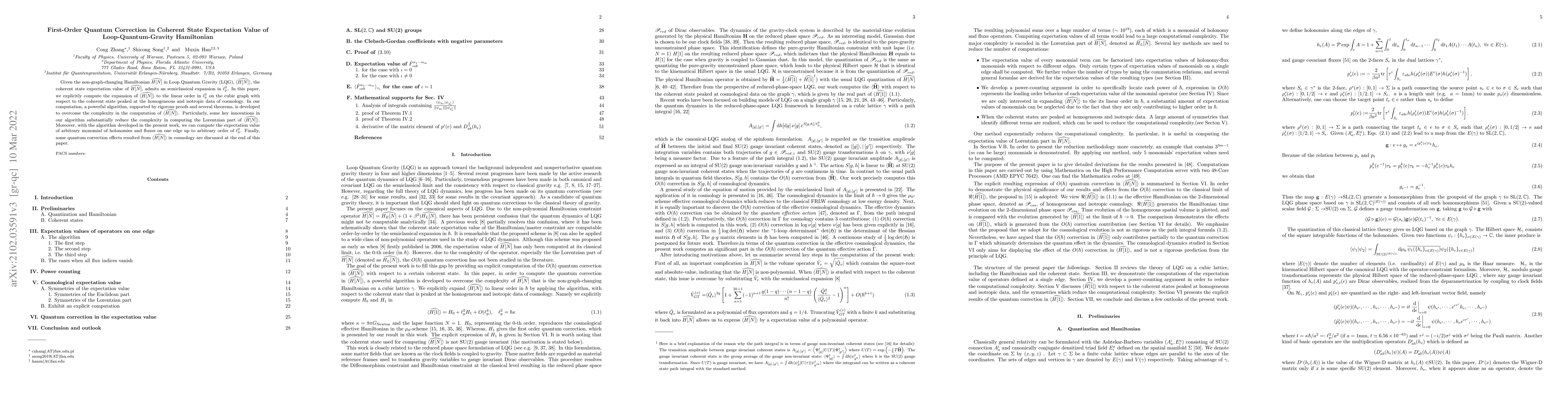 Thumbnail for First-Order Quantum Correction in Coherent State Expectation Value of
  Loop-Quantum-Gravity Hamiltonian