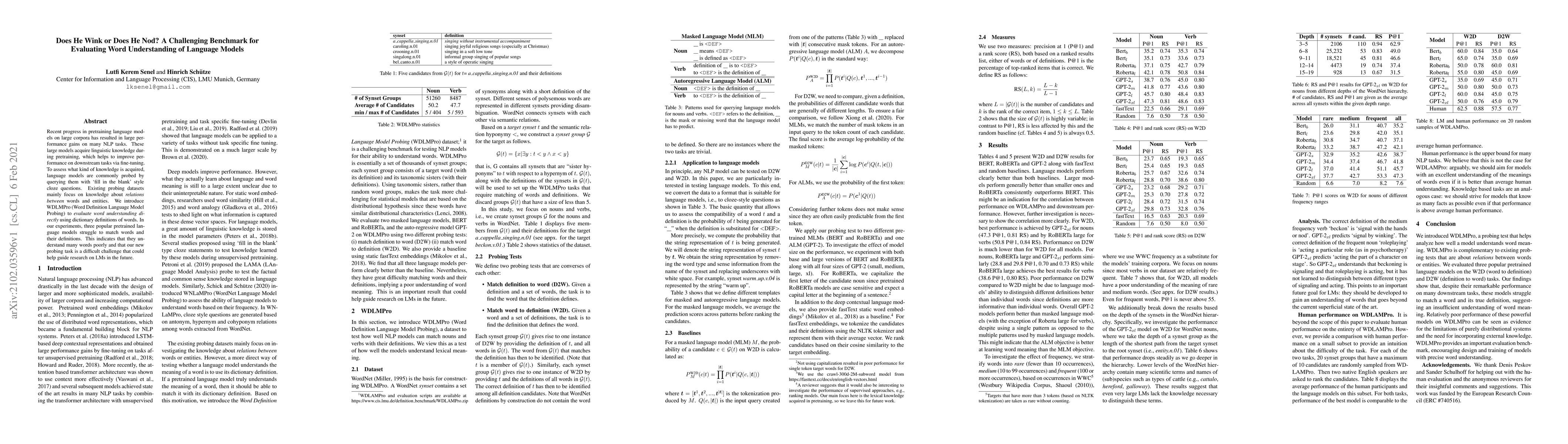 Thumbnail for Does He Wink or Does He Nod? A Challenging Benchmark for Evaluating Word
  Understanding of Language Models