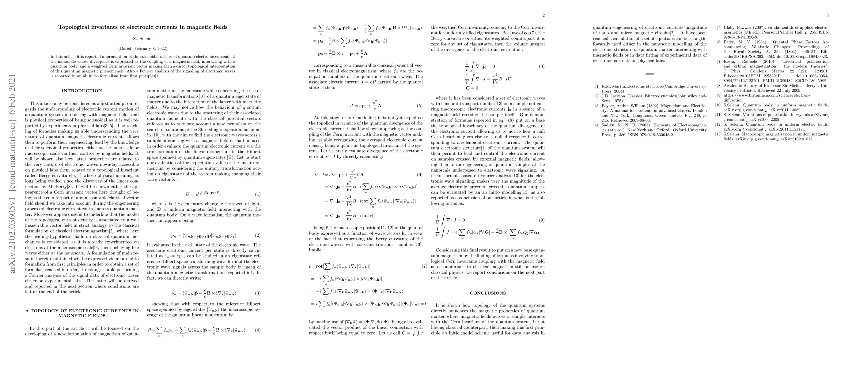 Thumbnail for Topological invariants of electronic currents in magnetic fields