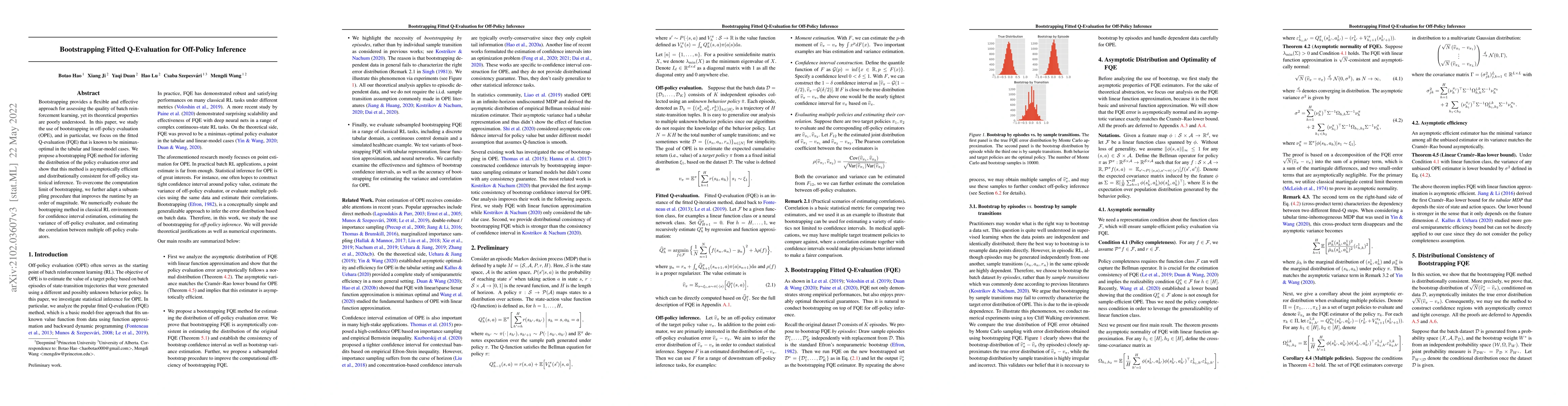 Thumbnail for Bootstrapping Fitted Q-Evaluation for Off-Policy Inference