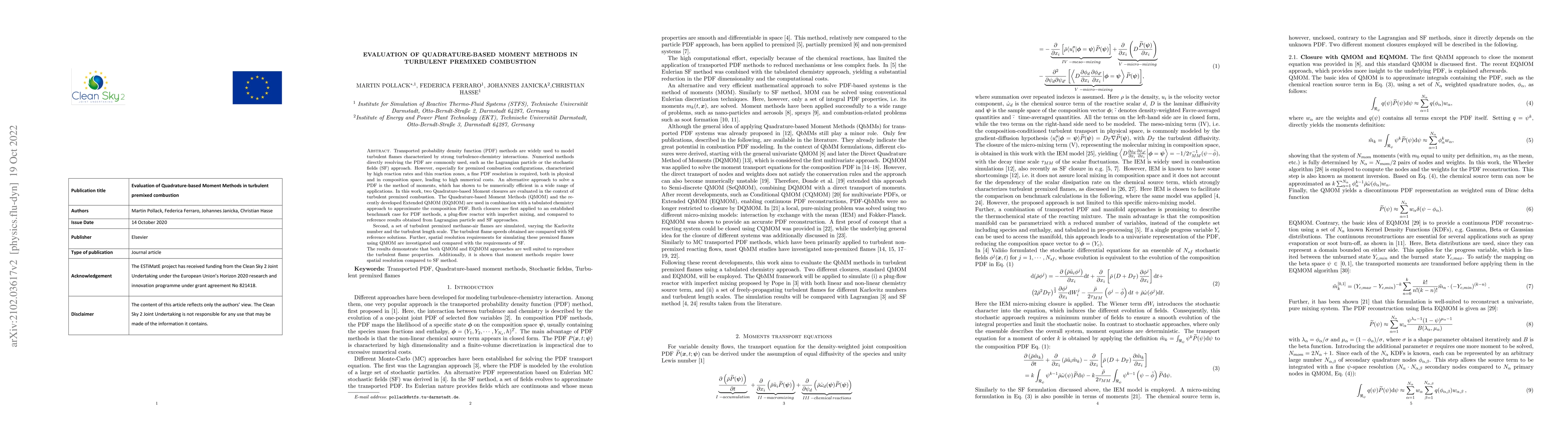 Thumbnail for Evaluation of Quadrature-based Moment Methods in turbulent premixed
  combustion