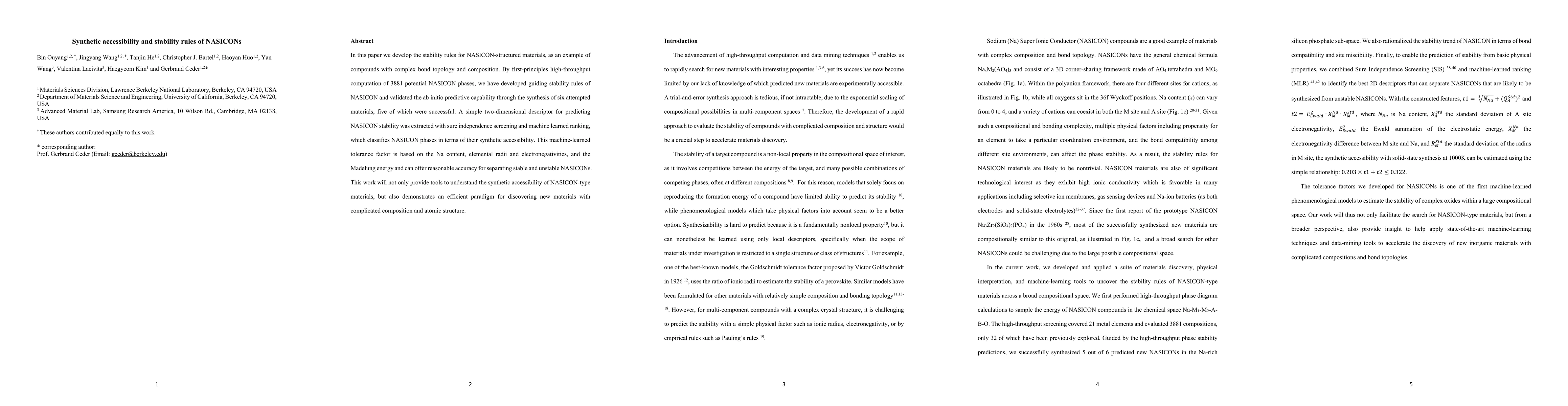 Thumbnail for Synthetic accessibility and stability rules of NASICONs