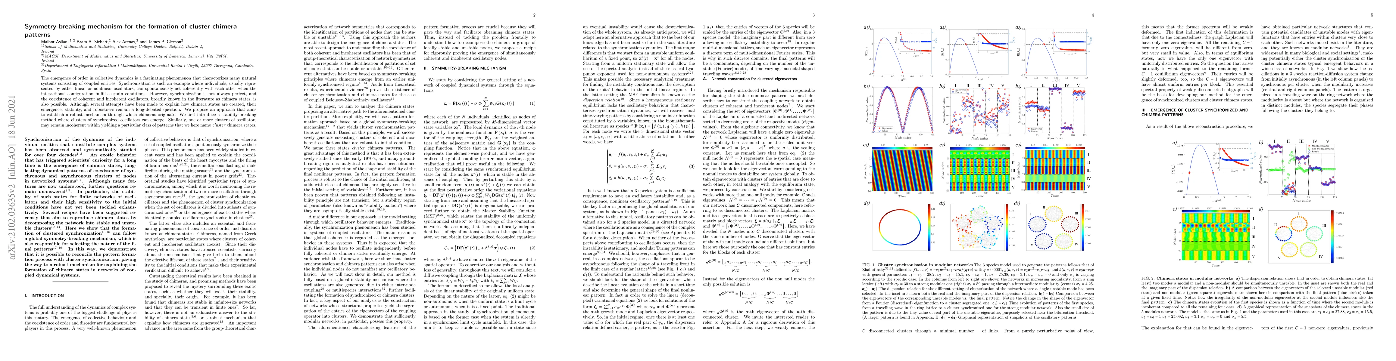 Thumbnail for Symmetry-breaking mechanism for the formation of cluster chimera
  patterns